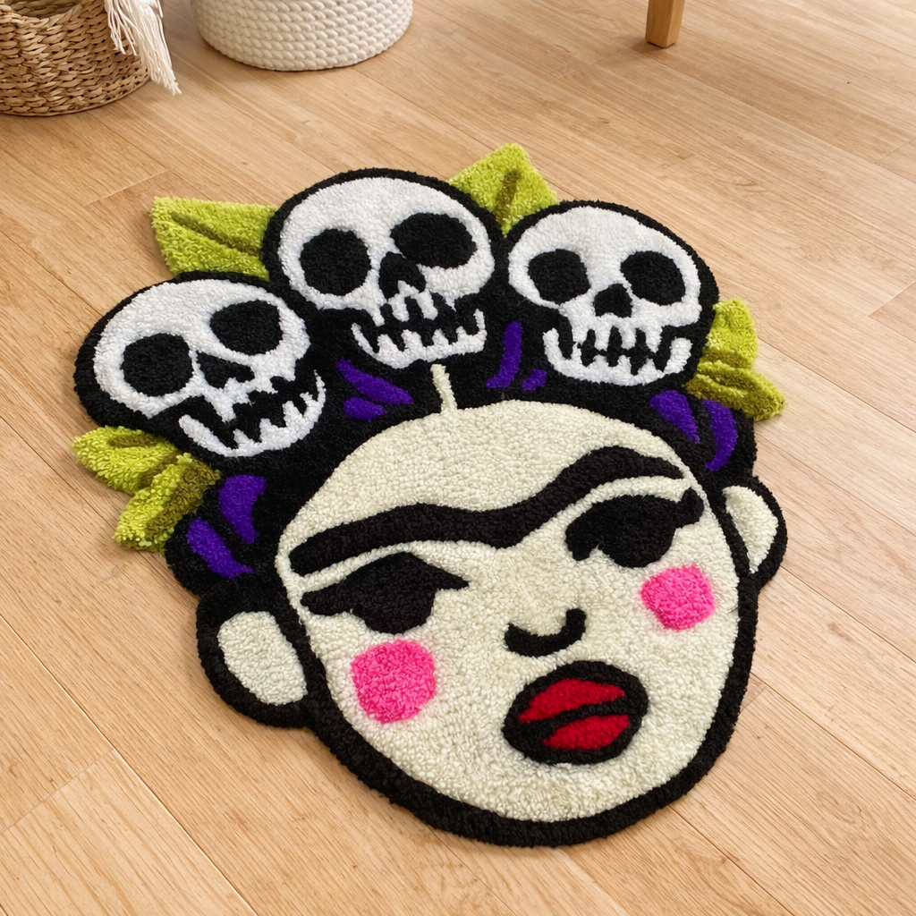 Skull Frida – ručně tuftovaný kobereček