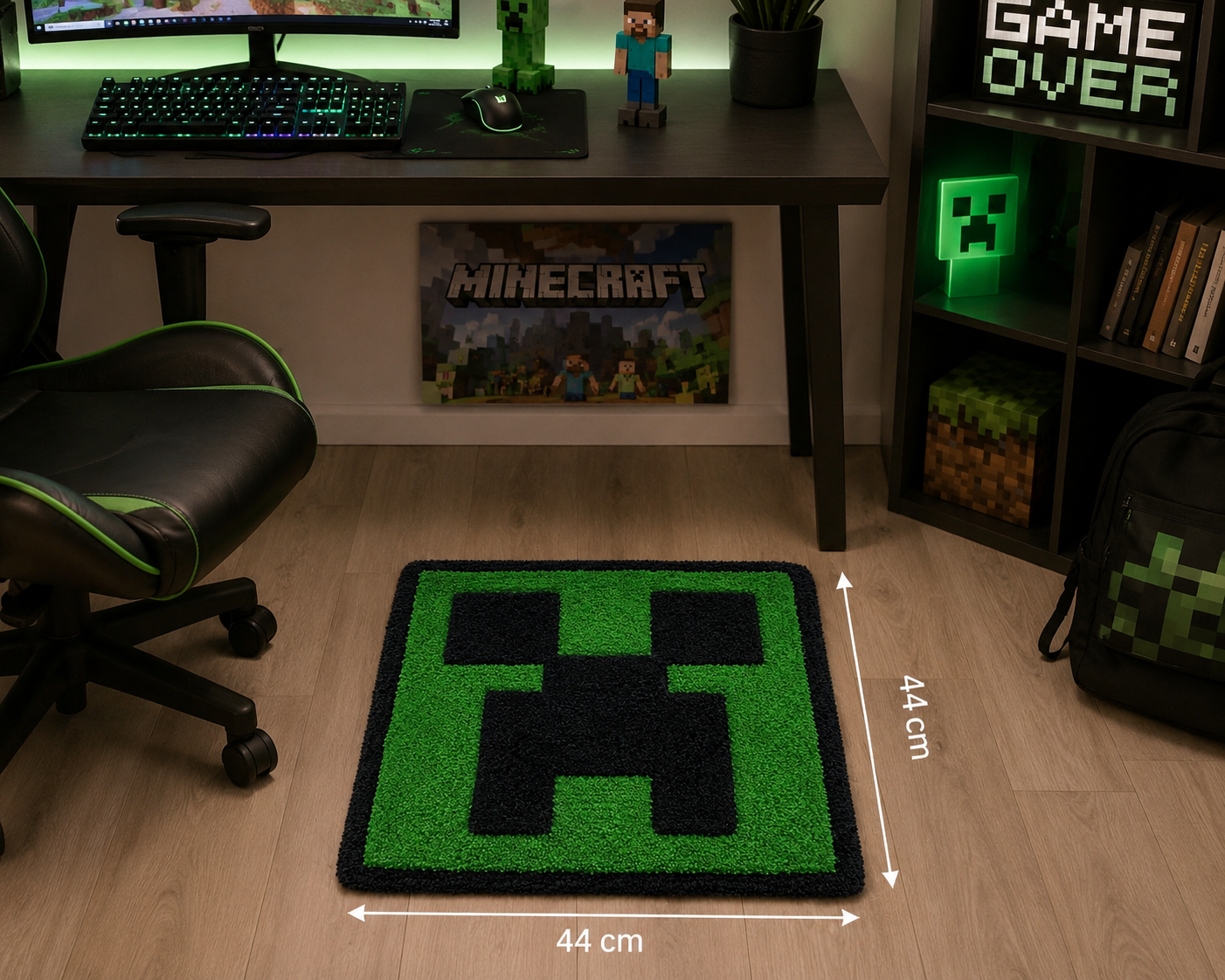 Minecraft Creeper – ručně tuftovaný kobereček