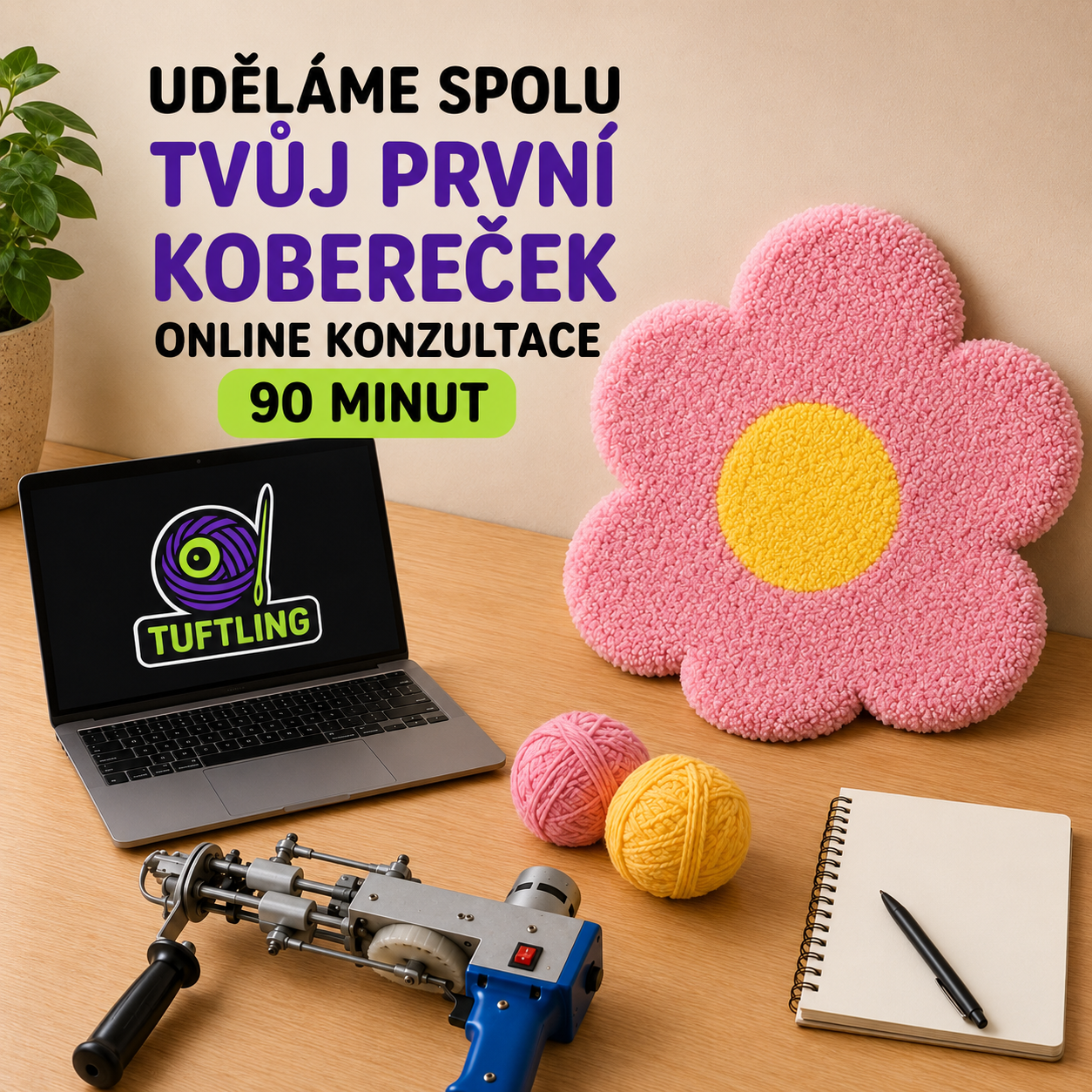 Začni tuftovat | Uděláme spolu tvůj první kobereček (90 minut)