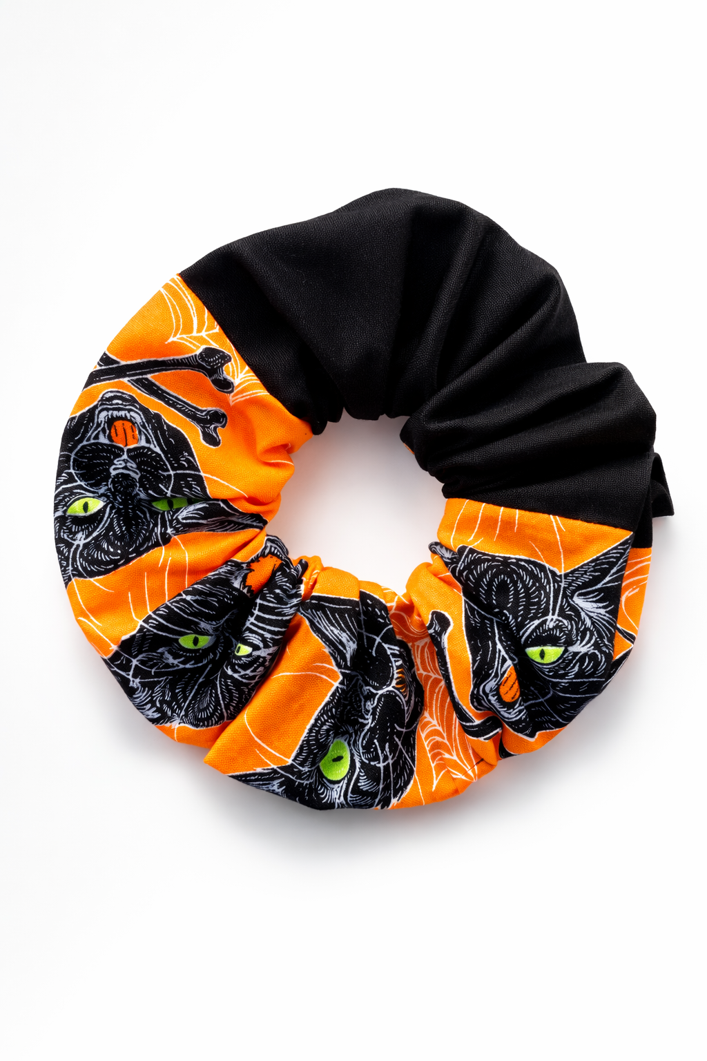 Black Cat Halloween Scrunchie