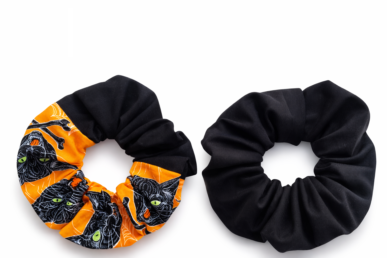 Black Cat Halloween Scrunchie